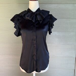 Theory “Paki/Bella” Silk Blend Ruffled Blouse